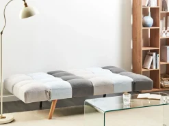 Fabric Sofa Bed Grey And Blue Patchwork Ingaro