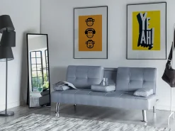 Fabric Sofa Bed Light Grey Roxen