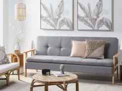 Fabric Sofa Bed Light Grey Tjorn