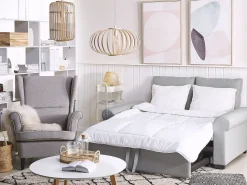 Fabric Sofa Bed Light Grey Silda