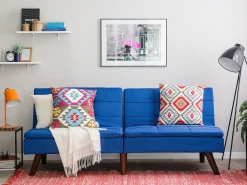Fabric Sofa Bed Navy Blue Ronne