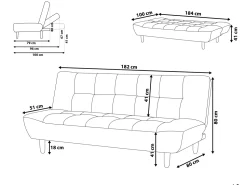 Fabric Sofa Bed Red Alsten
