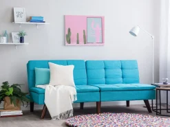 Fabric Sofa Bed Turquoise Blue Ronne