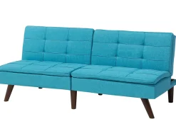Fabric Sofa Bed Turquoise Blue Ronne