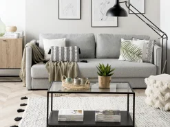 Fabric Sofa Bed With Storage Grey Eksjo
