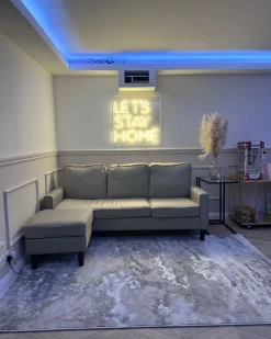 Fabric Sofa With Ottoman Beige Avesta