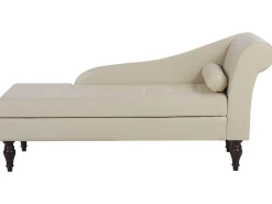 Faux Leather Chaise Lounge With Storage Light Beige Pessac