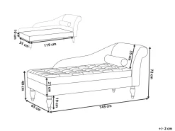 Faux Leather Chaise Lounge With Storage Light Beige Pessac