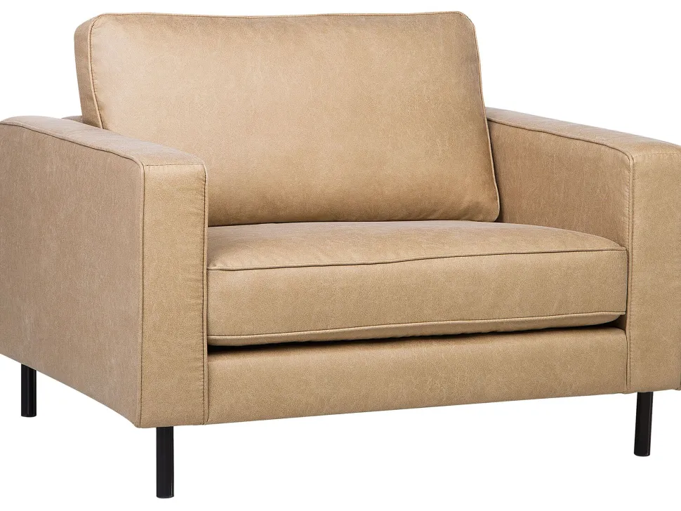 Faux Leather Living Room Set Beige Savalen