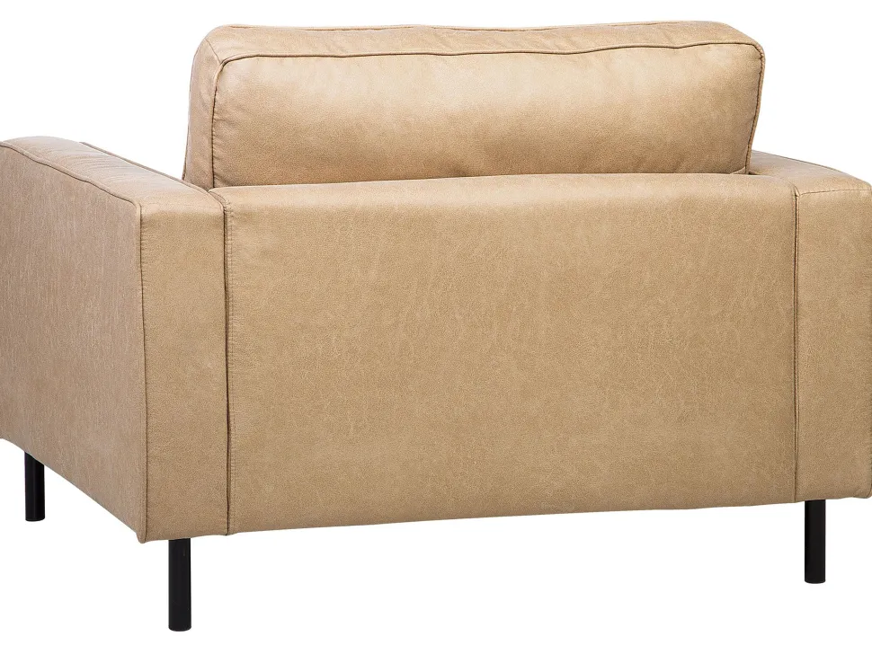 Faux Leather Living Room Set Beige Savalen