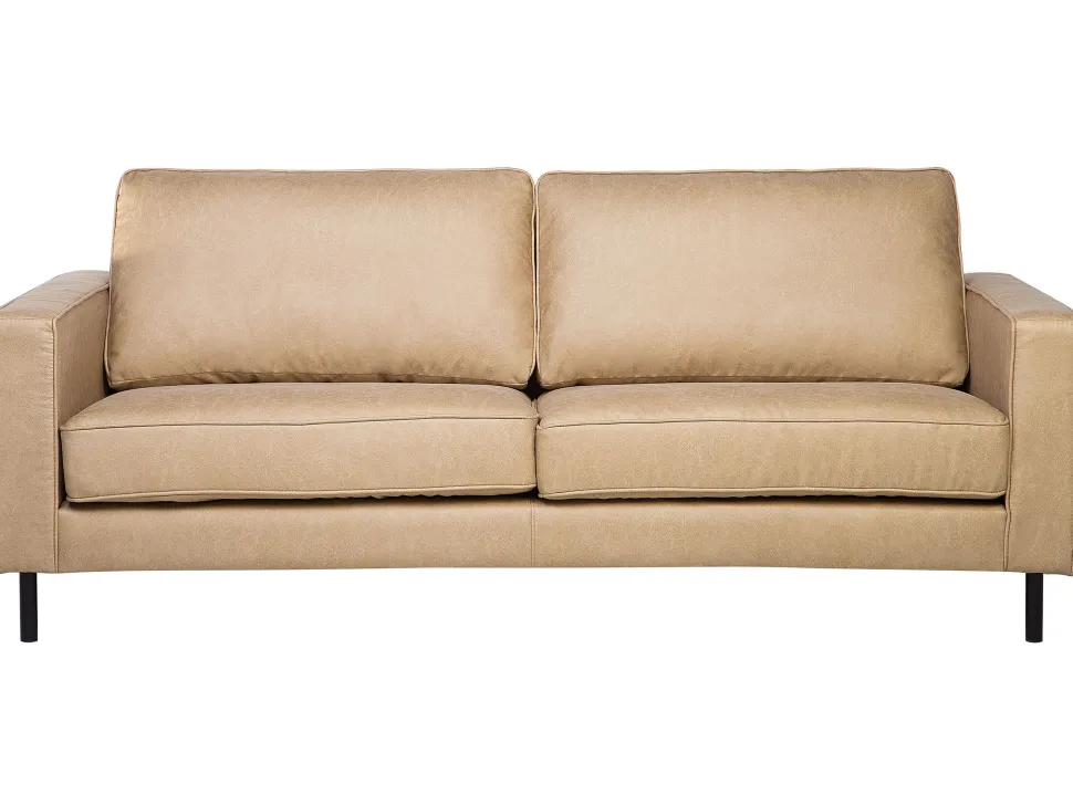 Faux Leather Living Room Set Beige Savalen