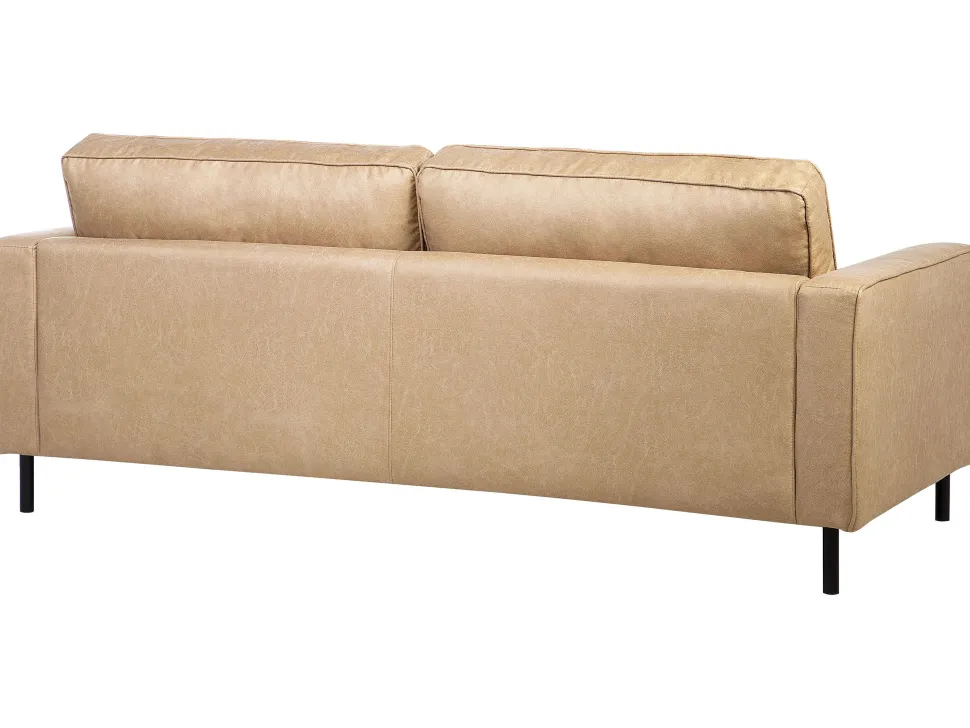 Faux Leather Living Room Set Beige Savalen