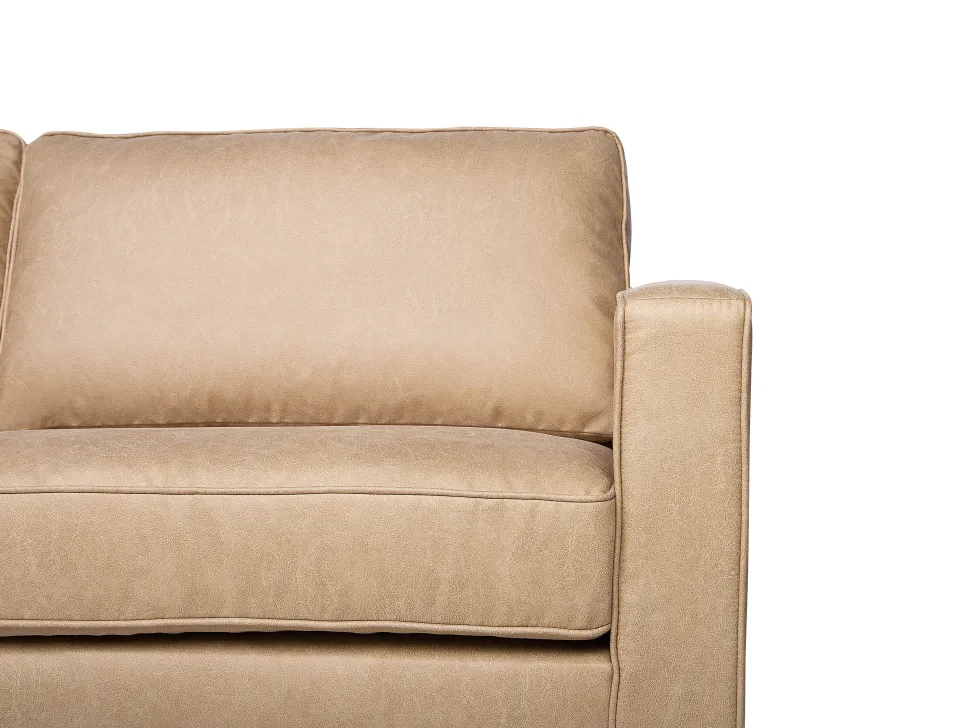 Faux Leather Living Room Set Beige Savalen