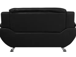 Faux Leather Living Room Set Black Leira
