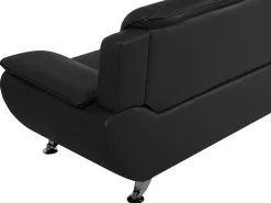 Faux Leather Living Room Set Black Leira