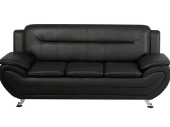 Faux Leather Living Room Set Black Leira