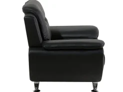 Faux Leather Living Room Set Black Leira