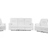 Faux Leather Manual Recliner Living Room Set White Bergen