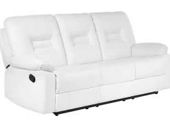Faux Leather Manual Recliner Living Room Set White Bergen
