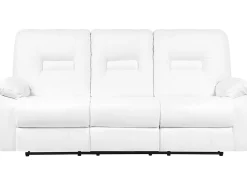 Faux Leather Manual Recliner Living Room Set White Bergen