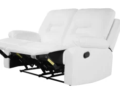 Faux Leather Manual Recliner Living Room Set White Bergen