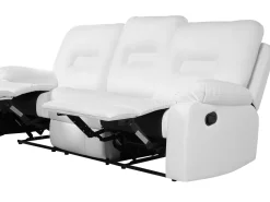 Faux Leather Manual Recliner Living Room Set White Bergen