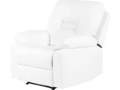 Faux Leather Manual Recliner Living Room Set White Bergen