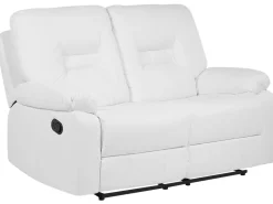 Faux Leather Manual Recliner Living Room Set White Bergen