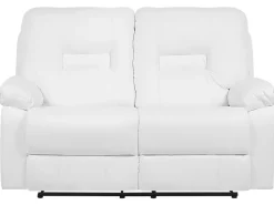 Faux Leather Manual Recliner Living Room Set White Bergen