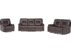 Faux Leather Manual Recliner Living Room Set Brown Bergen