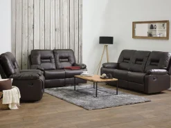 Faux Leather Manual Recliner Living Room Set Brown Bergen