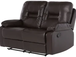 Faux Leather Manual Recliner Living Room Set Brown Bergen
