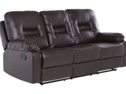 Faux Leather Manual Recliner Living Room Set Brown Bergen