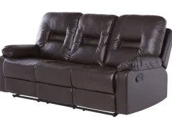 Faux Leather Manual Recliner Living Room Set Brown Bergen