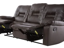 Faux Leather Manual Recliner Living Room Set Brown Bergen
