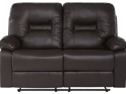 Faux Leather Manual Recliner Living Room Set Brown Bergen