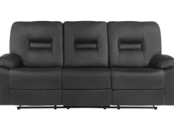 Faux Leather Manual Recliner Living Room Set Black Bergen