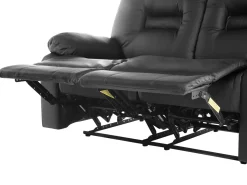 Faux Leather Manual Recliner Living Room Set Black Bergen