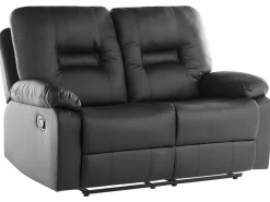 Faux Leather Manual Recliner Living Room Set Black Bergen