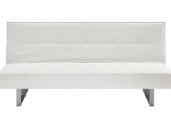 Faux Leather Sofa Bed White Derby