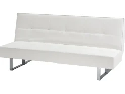 Faux Leather Sofa Bed White Derby