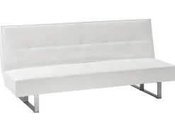 Faux Leather Sofa Bed White Derby