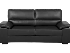 Faux Leather Sofa Set Black Vogar