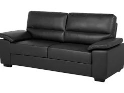 Faux Leather Sofa Set Black Vogar