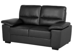 Faux Leather Sofa Set Black Vogar