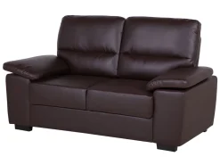 Faux Leather Sofa Set Brown Vogar