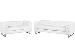 Faux Leather Sofa Set White Vissland