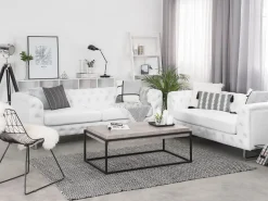 Faux Leather Sofa Set White Vissland