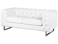 Faux Leather Sofa Set White Vissland