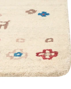 Gabbeh Teppich Wolle Beige 160 X 230 Cm Blumenmuster Hochflor Suluca